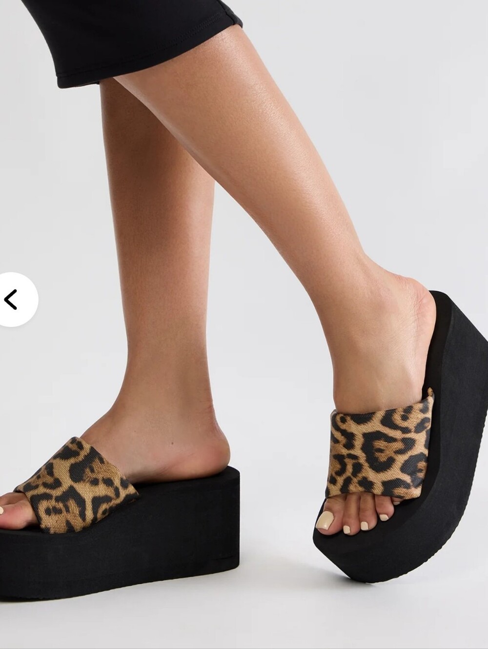 Leopard Print Platform Slide Sandals - Women